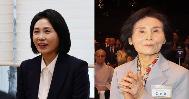 이재명 더불어민주당 대통령 선거 후보의 배우자 김혜경(왼쪽) 여사와 김문수 국민의힘 대선 후보의 배우자 설난영 여사 연합뉴스