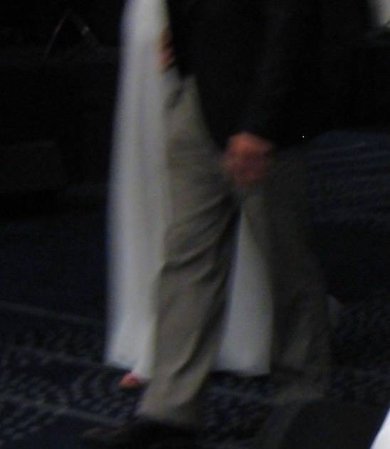 흰색 이브닝 드레스를 입고 온 외국인 하객의 모습. [온라인 커뮤니티 갈무리]