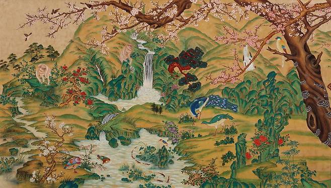 [전주=뉴시스] 제57회 전북특별자치도 미술대전 민화 부분 대상 작품인 윤문순 작가의 화조영묘도. (사진=전북미술협회 제공) 2025.05.19. photo@newsis.com *재판매 및 DB 금지