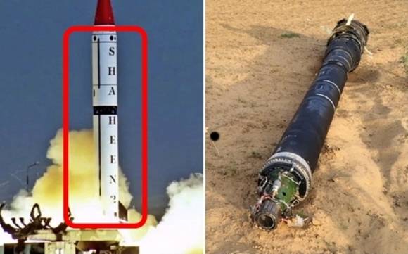 18일(현지시간) 인도 육군 서부사령부는 소셜미디어(SNS)를 통해 자국군이 지난 7일 파키스탄을 겨냥한 ‘신두르 작전’에서 대활약했다며 선전 영상을 배포했다가, 오히려 자국 피해 사실이 드러나자 관련 게시글을 삭제했다. 왼쪽은 해당 영상에 등장한 파키스탄군 핵탄두 탑재 가능 샤힌(Shaheen) 중거리 탄도 미사일. 오른쪽은 인도군이 격추한 파키스탄 미사일 잔해라고 밝혔으나 실은 인도군이 운용하는 브라모스 미사일 부품으로 밝혀진 파편. 엑스, 텔레그램