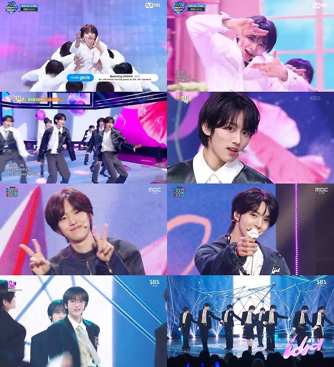 아이딧 출연 ‘엠카운트다운’, ‘뮤직뱅크’, ‘쇼! 음악중심’, ‘인기가요’ 방송 화면