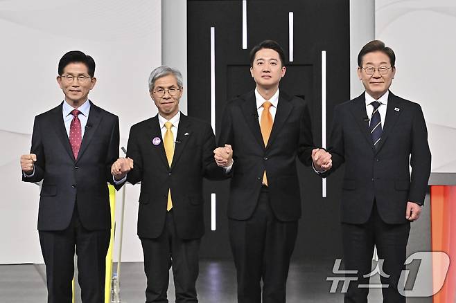 (왼쪽부터) 국민의힘 김문수, 민주노동당 권영국, 개혁신당 이준석, 더불어민주당 이재명 대통령 후보. /뉴스1 ⓒ News1 국회사진취재단