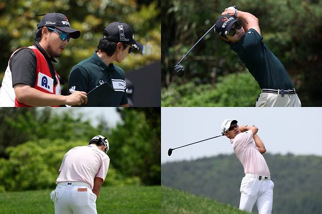 18일 최종 라운드에서 고 박병주 프로를 추모하는 검정 리본을 달고 경기를 치르는 선수들(위 이형준, 아래 김비오)