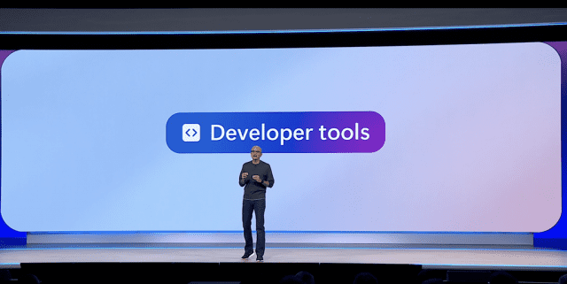 사티아 나델라 마이크로소프트 최고경영자(CEO)가 기조연설을 하고 있다. (사진=마이크로소프트 빌드 2025 행사 캡처)