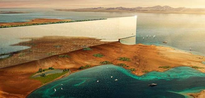 사우디 네옴시티 프로젝트의 핵심인 '더 라인' 조감도. 아시아경제DB