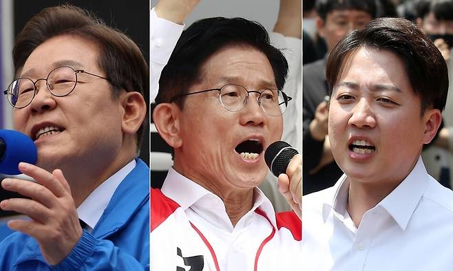 이재명(더불어민주당)·김문수(국민의힘)·이준석(개혁신당)·권영국(민주노동당) 대통령 후보(왼쪽부터). 연합뉴스