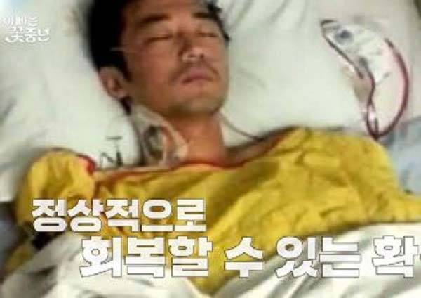 당시 투병 중인 안재욱의 모습./사진=아빠는 꽃중년 방송 화면 캡처