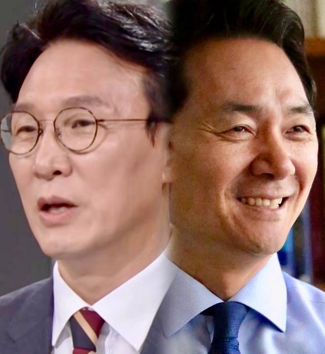 김민석 위원장(왼쪽), 장성민 전 의원.