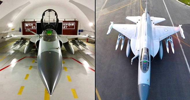 최근 인도-파키스탄 사이에서 발생한 교전에서 중국산 전투기가 쏜 미사일에 프랑스산 최신예 라팔 전투기가 격추된 것으로 알려져 파문이 일었다.  사진은 중국 전투기 JF-17C에 공대공 미사일 PL-10과 PL-15가 장착된 모습. [Clash Report]