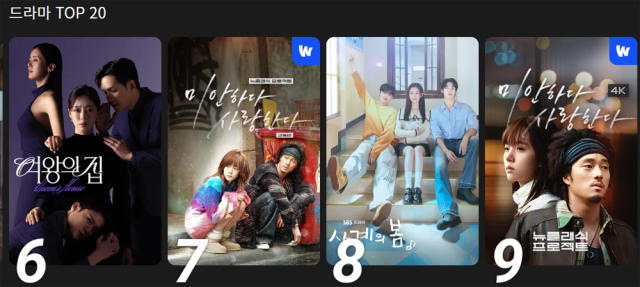 '미안하다 사랑한다'가 웨이브 차트에 등극했다./웨이브(Waave)