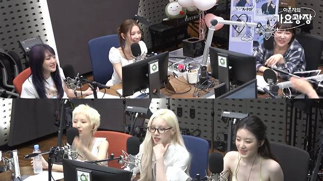 왼쪽 위부터 시계방향으로 민니, 미연, 이은지, 슈화, 우기, 소연 (사진=KBS 쿨FM ‘이은지의 가요광장’ 캡처)