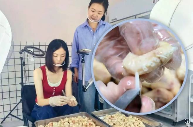 [서울=뉴시스] 중국 서부 스촨성 러산시에서 식장을 운영하는 왕위셴은 닭 깃털을 뽑는 ASMR 방송으로 인기를 몰았다.(사진=SCMP 캡쳐) 2025.05.19 *재판매 및 DB 금지