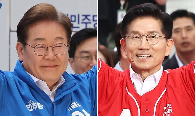 이재명 더불어민주당 대선후보(왼쪽), 김문수 국민의힘 대선후보. 연합뉴스, 뉴시스