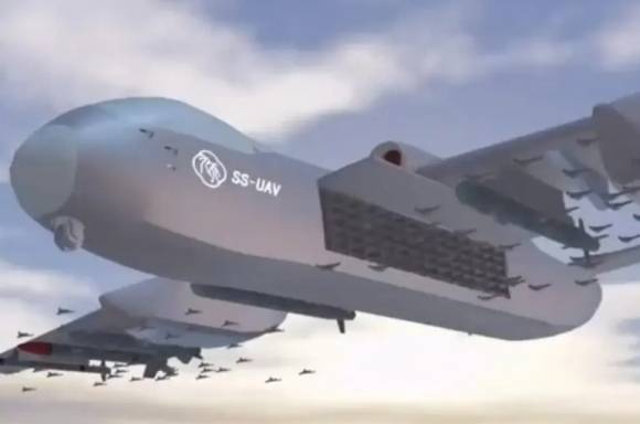 중국 최초의 공중 드론 모선인 ‘지우톈 SS-UAV’ 그래픽 영상. 중국중앙(CC)TV 영상 캡처