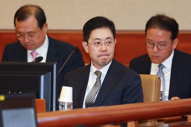 손준성 대구고검 차장(검사장)가 13일 서울 종로구 헌법재판소에서 열린 고발사주 의혹 탄핵심판 첫 정식 변론기일에 출석해 있다. (공동취재)