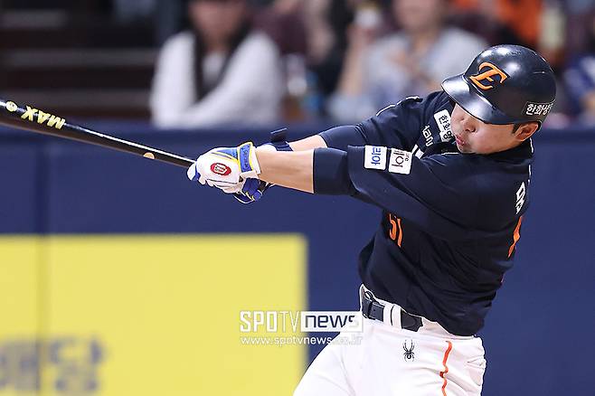 ▲ 문현빈은 올해 44경기 만에 8개의 홈런을 때리며 강력한 펀치력을 유감없이 보여주고 있다 ⓒ곽혜미 기자