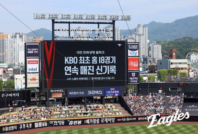 KBO 최초 홈 18경기 연속 매진을 기록한 한화생명볼파크 전경. /사진=한화 이글스 제공