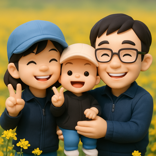 위탁 부모 아버지 김진호 씨가 보내 준 20여 년 전 위탁아동과 찍은 사진을 챗GPT로 변환한 이미지.