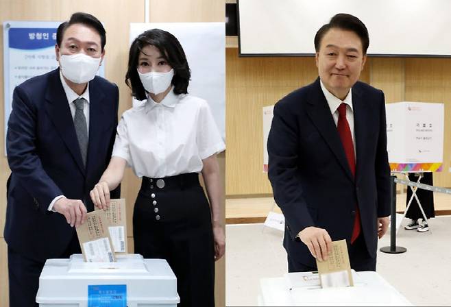 2022년 제8회 전국동시지방선거와 2024년 제22대 총선 당시 사전투표하는 윤석열 전 대통령. (사진=연합뉴스)