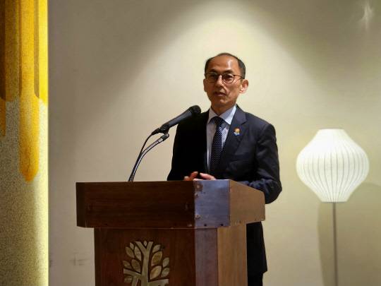 고학수 개인정보보호위원회 위원장이 21일 서울 중구 은행회관에서 개인정보 정책포럼과 함께 개최한 기자간담회에서 인사말하고 있다. 팽동현 기자