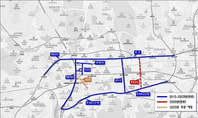 보행자 중심거리로 바뀌는 서울 창경궁로 위치도. 서울시 제공
