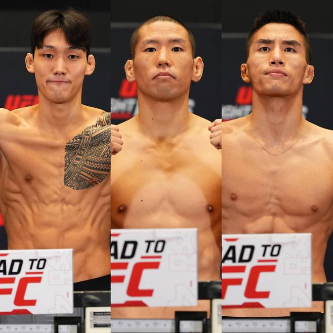 (왼쪽부터) 박어진, 서동현, 윤창민. 사진=UFC
