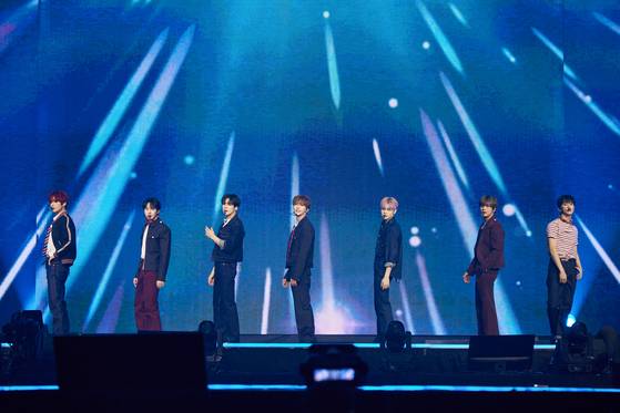 Boy band NCT Dream performs at the “SMTOWN Live 2025 [The Culture, The Future] in Seoul” at the Gocheok Sky Dome in western Seoul on Jan. 11 and 12. [SM ENTERTAINMENT]