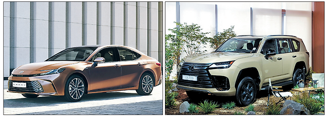 토요타와 렉서스가 하이브리드(HEV) 시장에서 뚜렷한 실적 상승세를 보이며 확고한 입지를 다지고 있다. 사진은 2025년형 토요타 캠리(왼쪽)와 디 올 뉴 LX 700h [토요타·렉서스 제공]