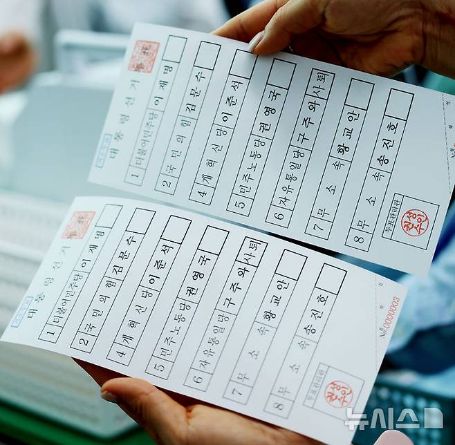[서울=뉴시스] 조수정 기자 = 21일 서울 양천구 양천구선거관리위원회에서 선관위 관계자들이 21대 대통령 선거 '거소투표용지'를 인쇄하고 있다. 거소투표는 함정에서 오랫동안 생활하는 군인 등 투표소와 멀리 떨어져 직접 투표가 곤란한 유권자들을 위한 투표 방법이다. (공동취재) 2025.05.21. chocrystal@newsis.com