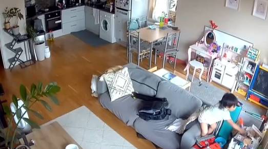 거실 선반에서 포도당 알약을 가져가는 두 살배기 딸 [틱톡 캡처]