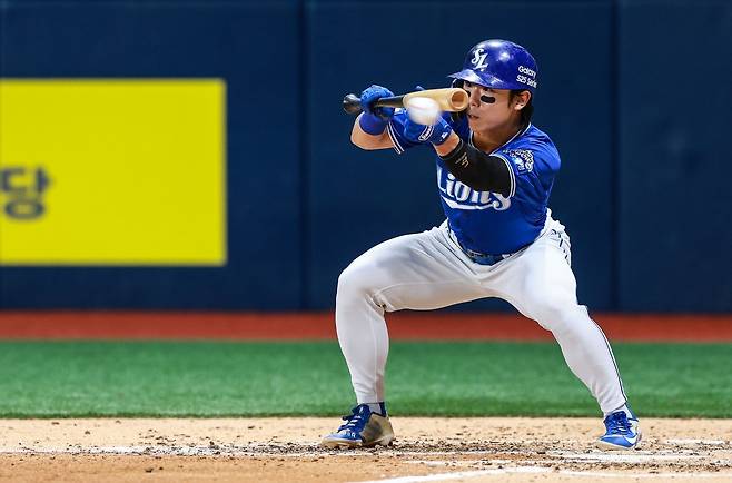 희생 번트 2번과 3루타 1개로 승리에 앞장선 삼성 김성윤 [삼성 라이온즈 제공. 재판매 및 DB 금지]