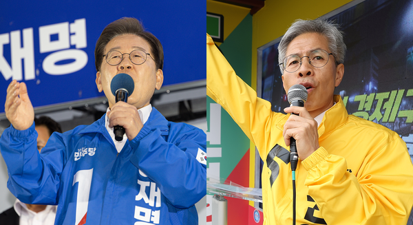 더불어민주당 이재명 후보, 민주노동당 권영국 후보. /연합뉴스