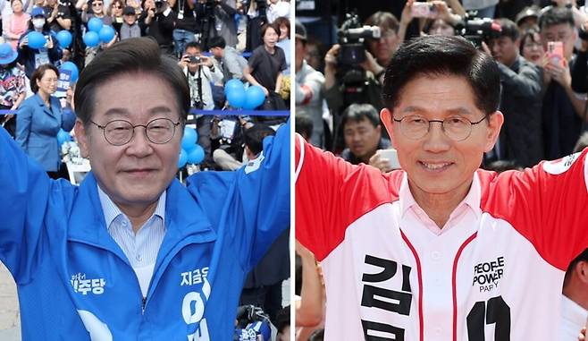 ▲ (왼쪽부터) 더불어민주당&nbsp;이재명&nbsp;대선 후보,&nbsp;국민의힘&nbsp;김문수&nbsp;대선 후보. /연합뉴스