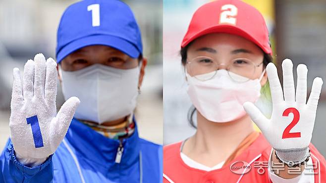 20일 오후 더불어민주당 유세원과 국민의힘 유세원이 거리유세를 하고 있다. 중부포토DB