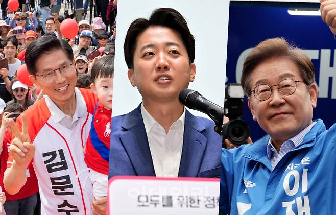 왼쪽부터 김문수 국민의힘 대선 후보, 이준석 개혁신당 대선 후보, 이재명 더불어민주당 대선 후보(사진 = 이데일리)