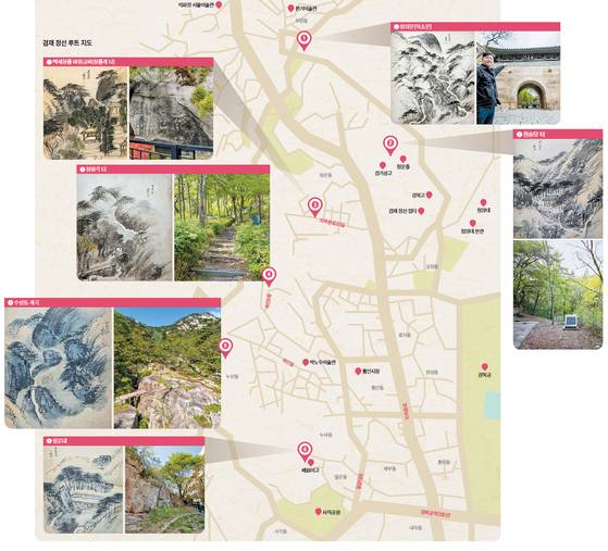 서울 서촌의 겸재 정선 루트 지도