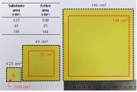 고농도 전구체 용액을 이용해 제작한 다양한 크기의 광전극. 한국기계연구원