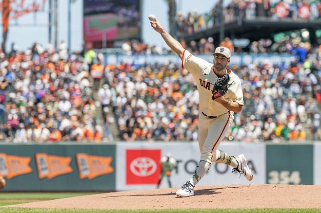 저스틴 벌랜더가 가슴 근육 통증으로 부상자 명단에 올랐다. 사진은 샌프란시스코 자이언츠에서 활약한 저스틴 벌랜더의 모습. /사진=로이터
