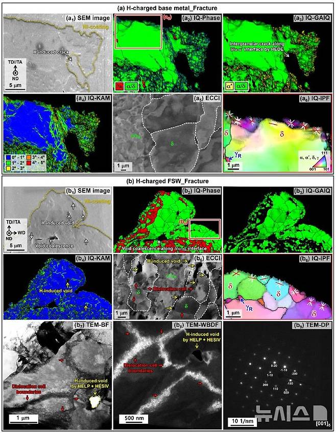 [시흥=뉴시스] 중망간강의 수소취성 메커니즘 변화 과정. (사진=한국공대 제공). 2025.05.22. photo@newsis.com