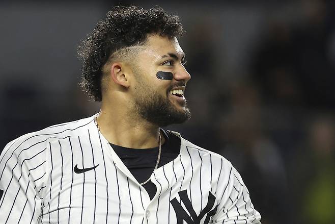 텍사스 레인저스전에서 끝내기 홈런을 친 제이슨 도밍게스.  뉴욕 | AP연합뉴스