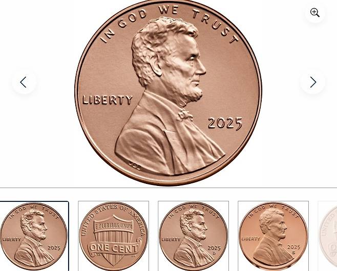 미국 1센트 동전 [미국 조폐국 홈페이지 캡처. 재판매 및 DB 금지]