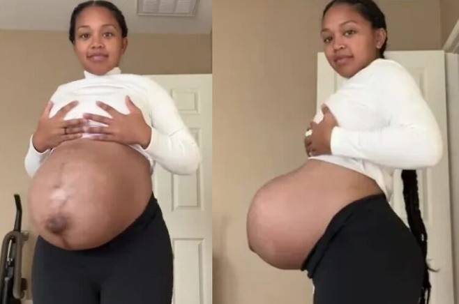 미국의 한 콘텐츠 크리에이터가 출산 직전 찍은 만삭 사진이 화제다. [사진=틱톡]