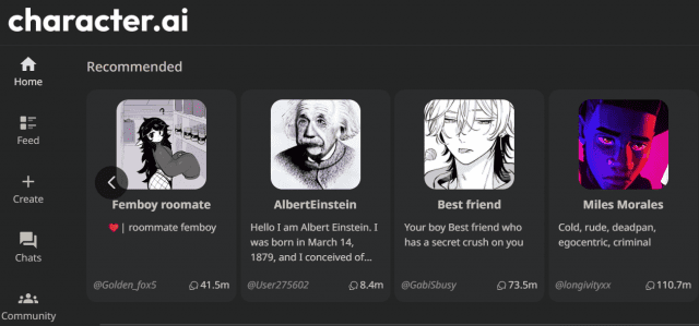 캐릭터AI 홈페이지 (사진=캐릭터AI 홈페이지 캡쳐)