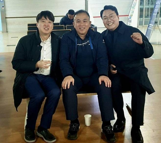 이준석 개혁신당 의원, 명태균 씨, 천하람 의원(왼쪽부터). SNS 갈무리, 뉴스1