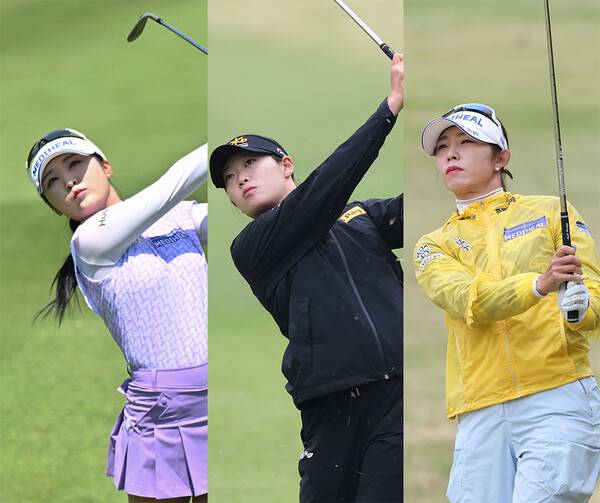 2025년 한국여자프로골프(KLPGA) 투어 제13회 E1채리티 오픈 대회에 출전하는 이예원, 방신실, 배소현 프로. 사진제공=KLPGA