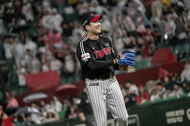 23일 인천 SSG전에서 7이닝 1실점 쾌투로 시즌 5승째를 따낸 손주영. LG 제공