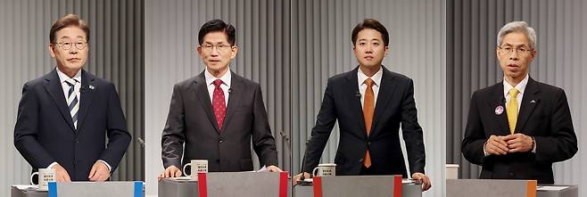 From left: Lee Jae-myung of the Democratic Party of Korea, Kim Moon-soo of the People Power Party, Lee Jun-seok of the New Reform Party and Kwon Young-kook of the Democratic Labor Party (Yonhap)