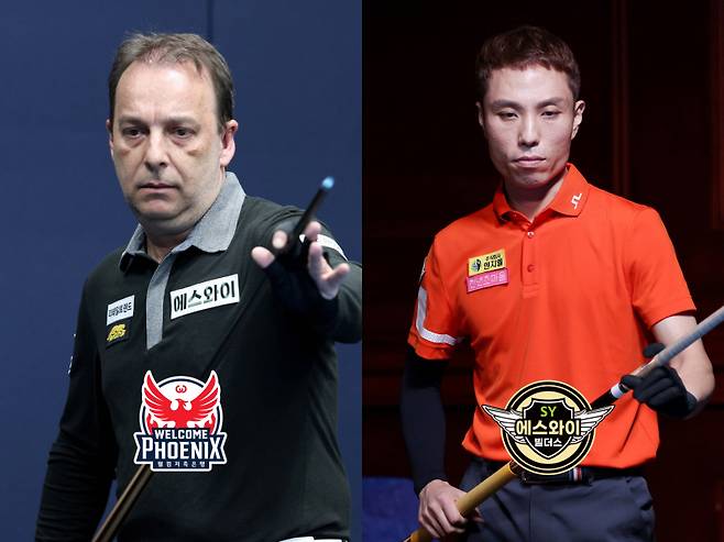 웰컴저축은행과 에스와이가 최원준(오른쪽)과 산체스를 맞교환했다. PBA 제공