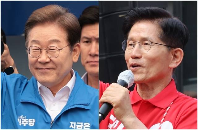 이재명 더불어민주당 대선 후보(왼쪽 사진)과 김문수 국민의힘 후보. 연합뉴스