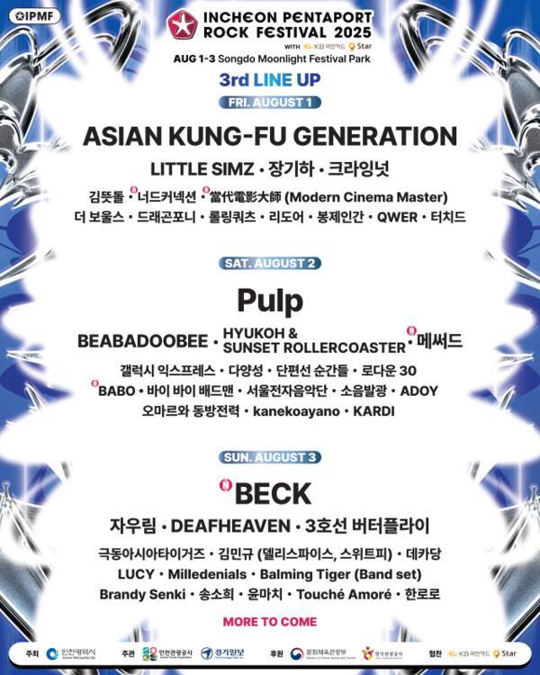 2025 인천펜타포트 락 페스티벌 3차 라인업. 인천시 제공